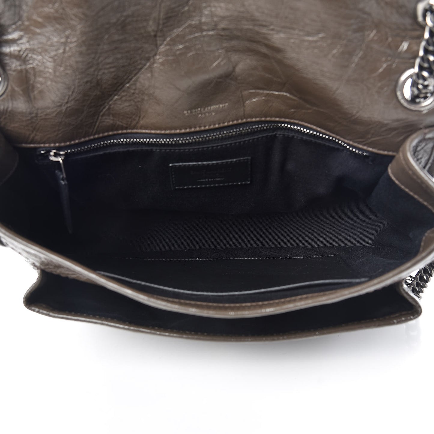 Crinkled Calfskin Matelasse Monogram Medium Niki Chain Satchel Faggio