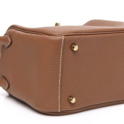 Hermes Taurillon Clemence Mini Lindy 20 Gold 7 of 9