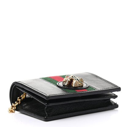 Gucci Calfskin Web Rajah Chain Card Case Wallet Black 4 of 7