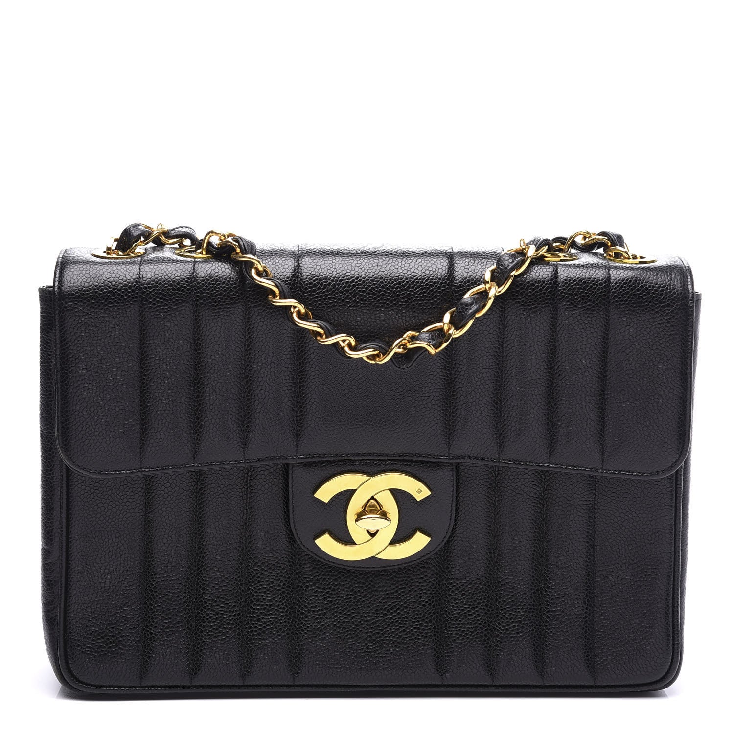 Chanel Caviar Vertical Quilted Jumbo Single Flap Black 1 of 9