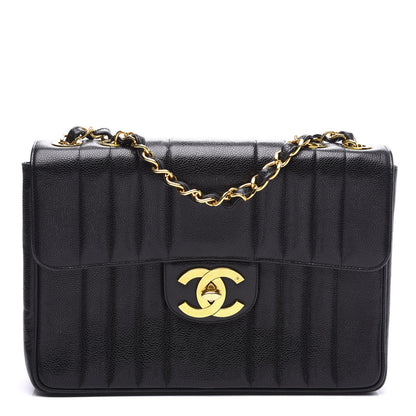Chanel Caviar Vertical Quilted Jumbo Single Flap Black 1 of 9
