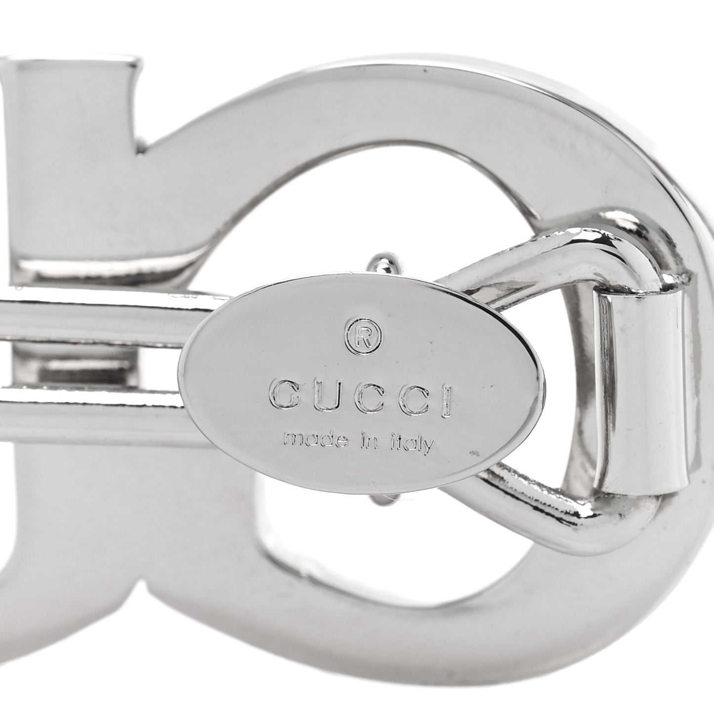 Metal Crystal Logo Hair Barrette Silver