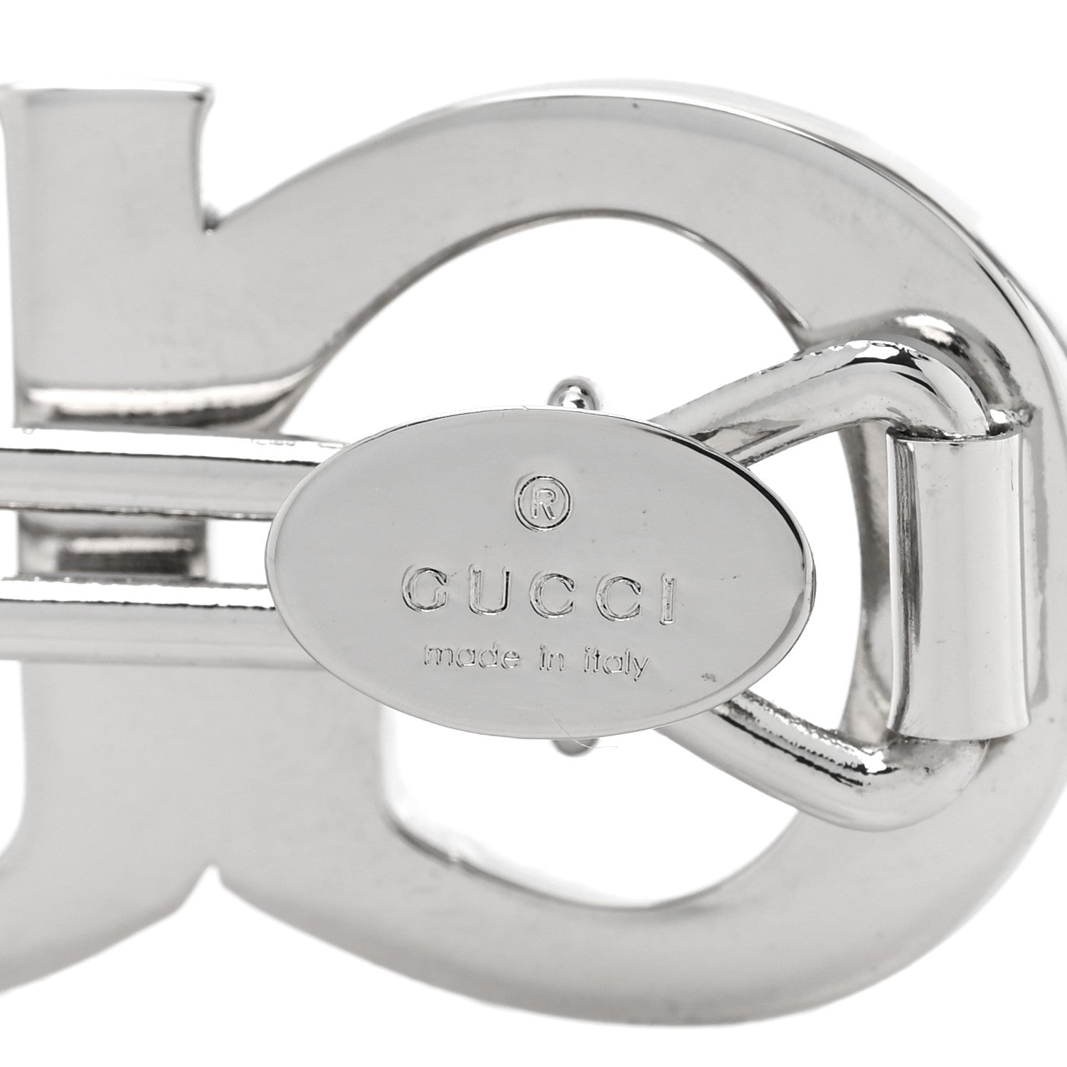Gucci Metal Crystal Logo Hair Barrette Silver 3 of 5