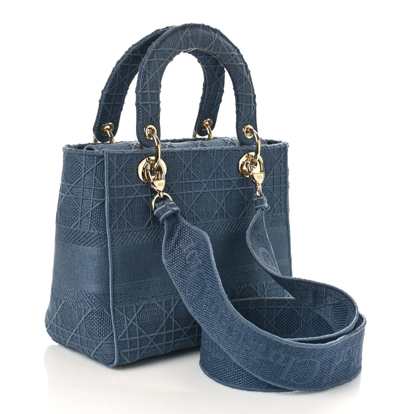 Canvas Embroidered Cannage Medium Lady D-Lite Denim Blue