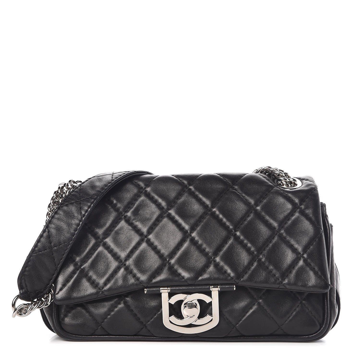 Chanel Lambskin Quilted Medium Icons Secret Label Flap Black 1 of 11