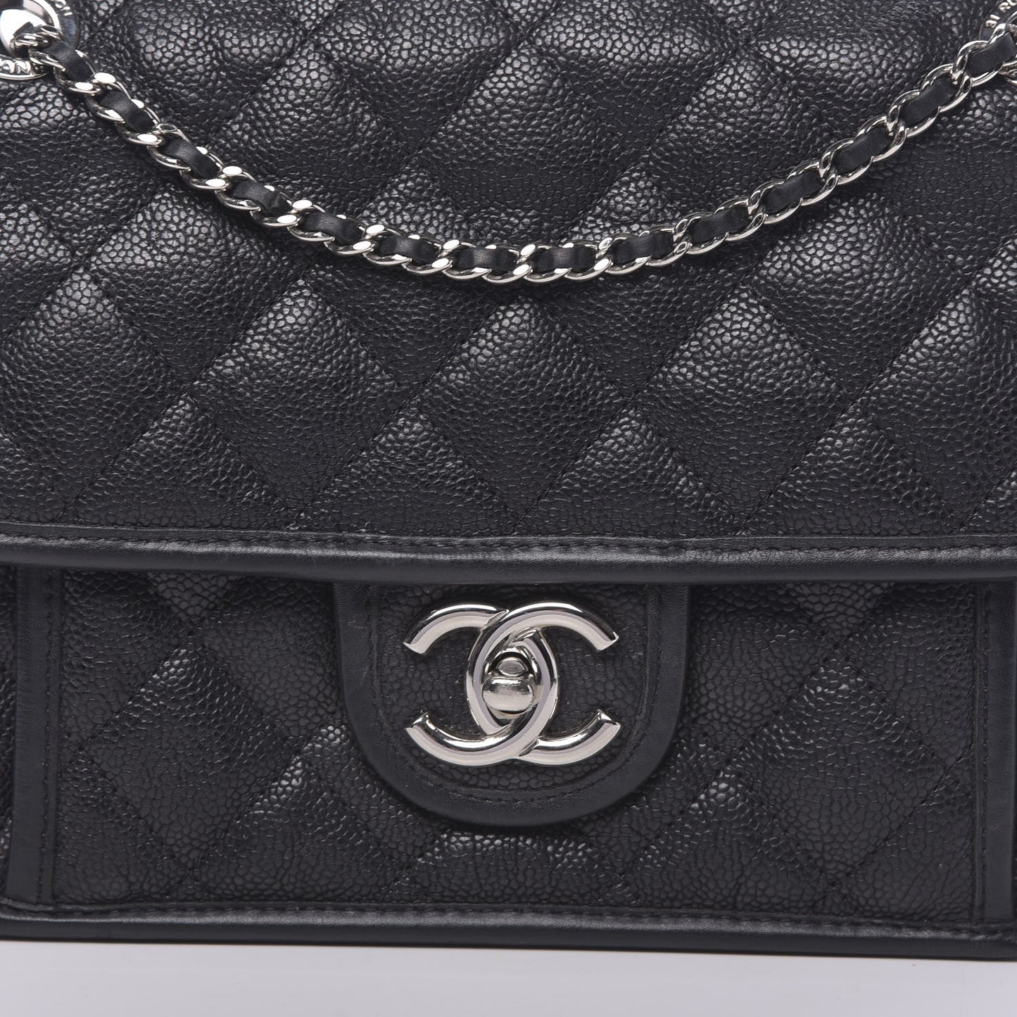 Caviar Quilted Mini French Riviera Flap Black