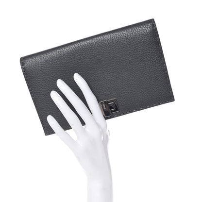 Fendi Cuoio Romano Selleria Mini Peekaboo Clutch Wallet Asfalto 2 of 11