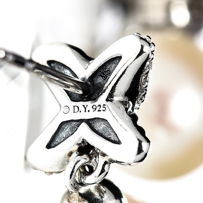David Yurman Sterling Silver Pearl Diamond X Drop Earrings 3 of 4