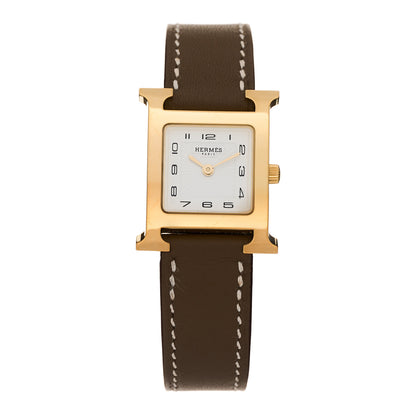 Hermes Stainless Steel Swift 21mm Heure H Hour Quartz Watch Etoupe 1 of 4
