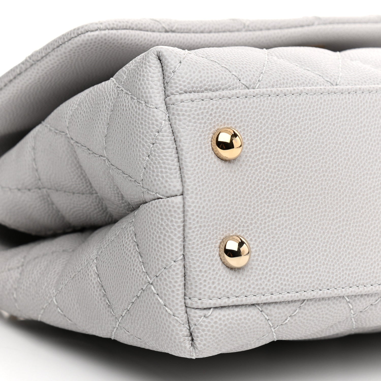 Chanel Caviar Quilted Mini Coco Handle Flap Light Grey 17 of 21