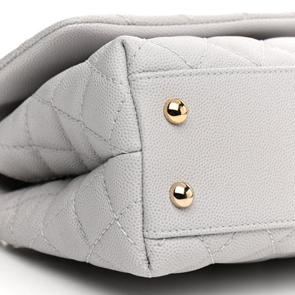 Chanel Caviar Quilted Mini Coco Handle Flap Light Grey 17 of 21