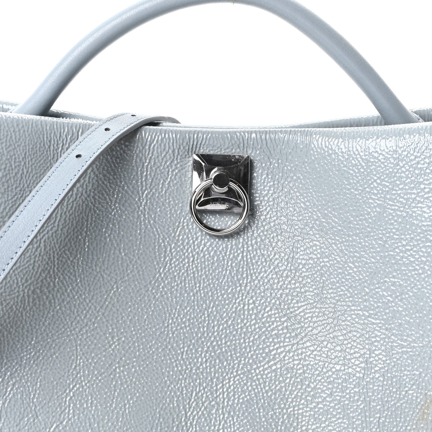 Spongy Patent Calfskin Iris Tote Cloud
