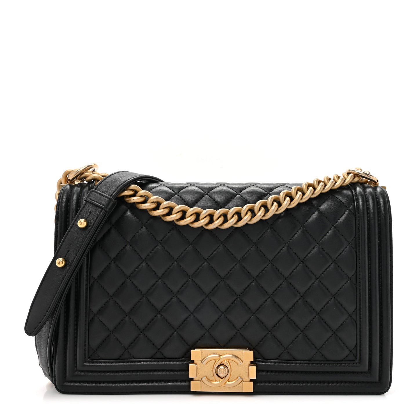 Lambskin Quilted New Medium Boy Flap Black