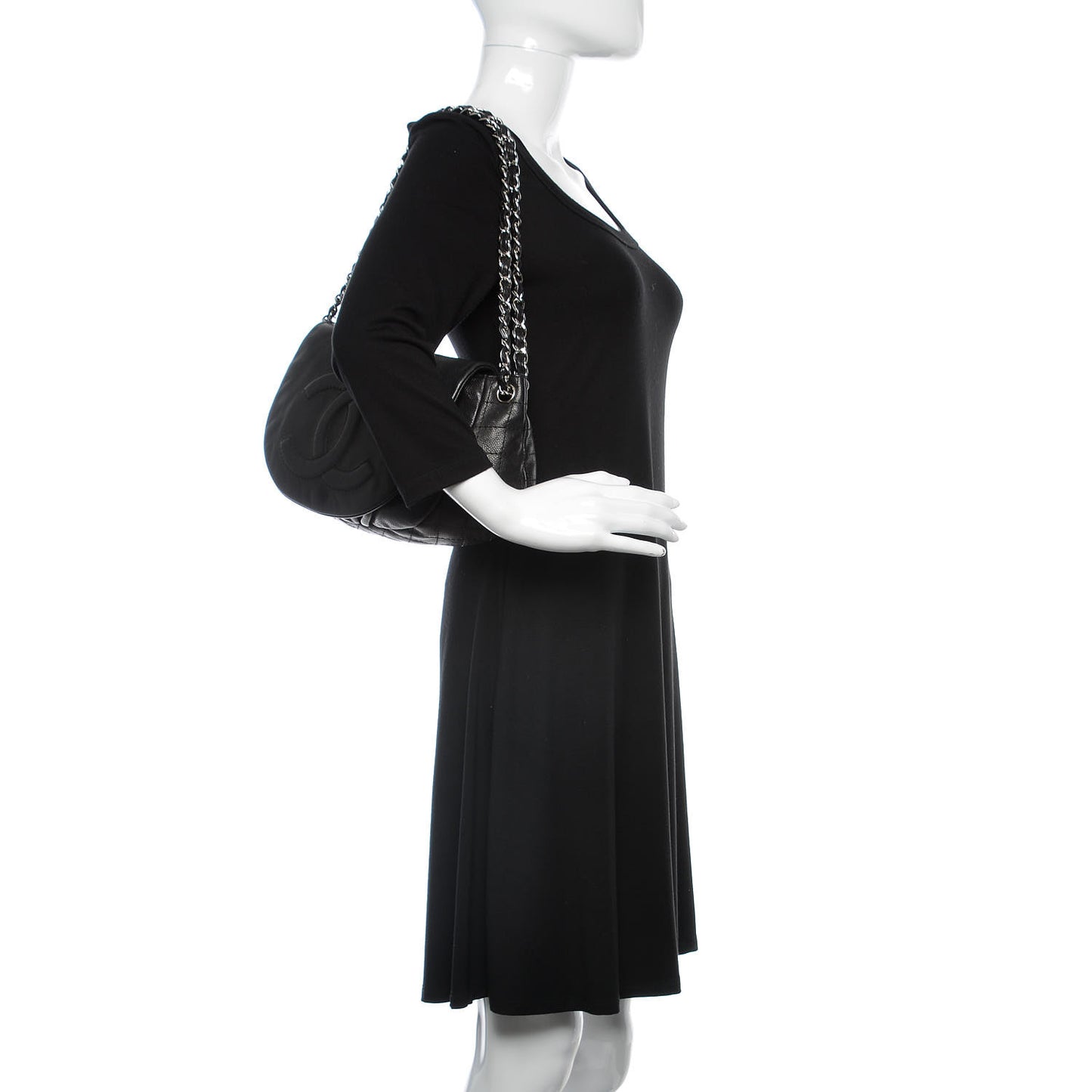 Caviar Half Moon Large Flap Black