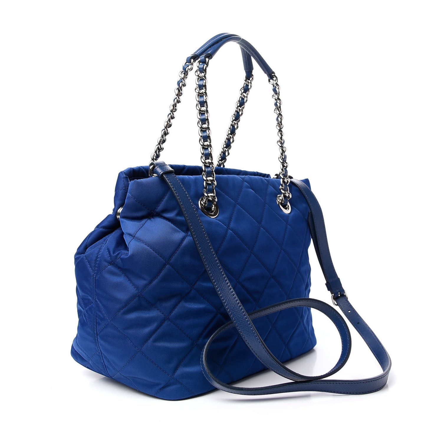 Nylon Tessuto Impuntu Quilted Tote Bluette