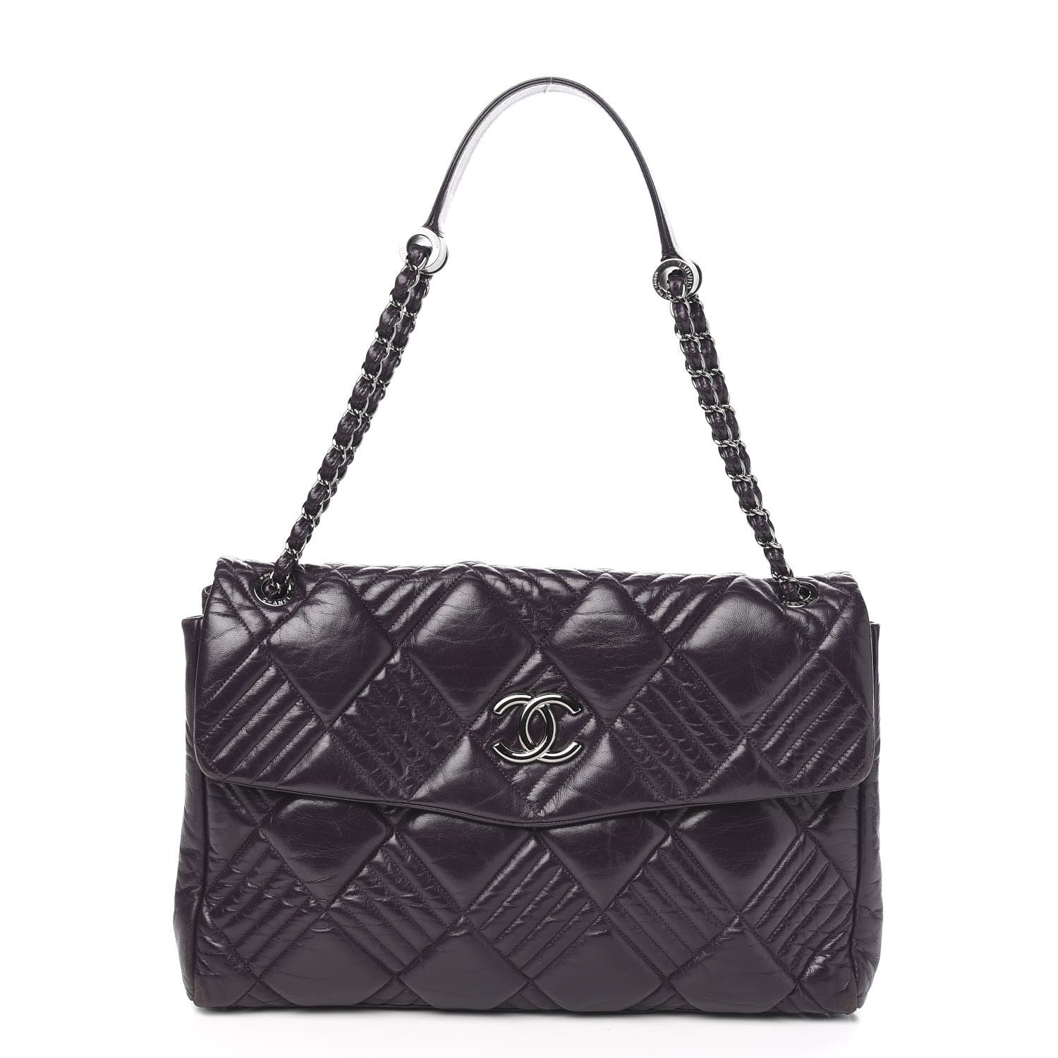 Chanel Lambskin In and Out Maxi Flap Purple 1 of 9