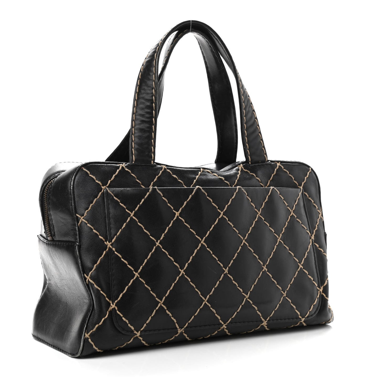 Calfskin Contrast Stitch Surpique Bowler Black