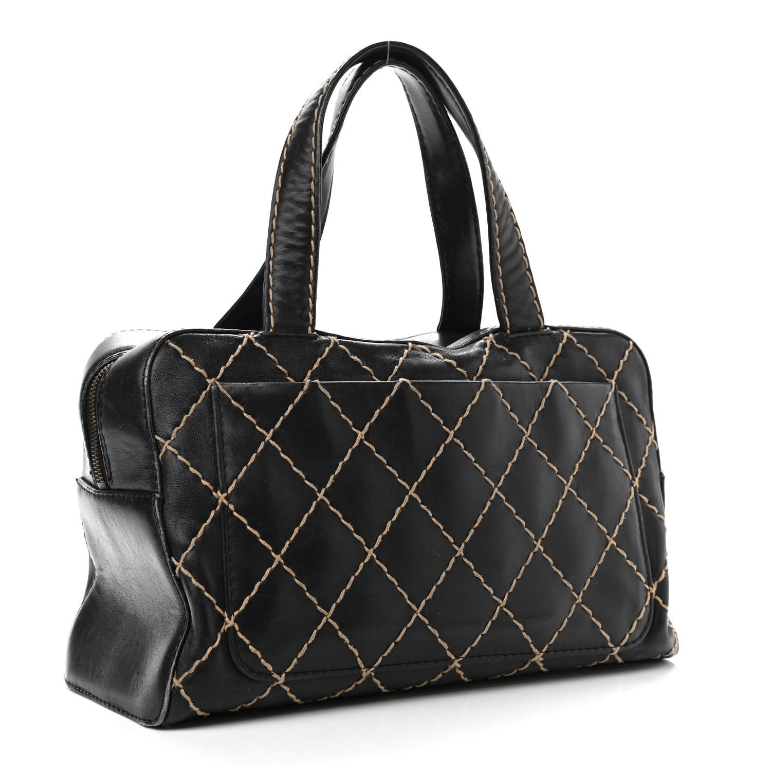 Chanel Calfskin Contrast Stitch Surpique Bowler Black 2 of 16