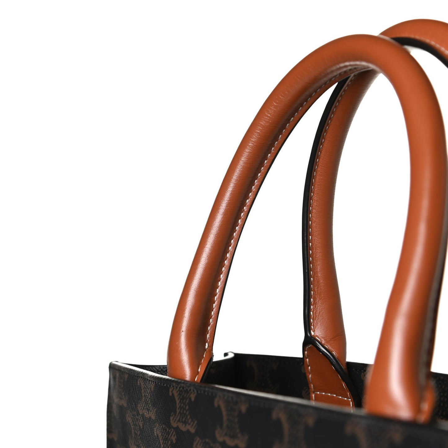 Triomphe Canvas Calfskin Small Vertical Cabas Tan