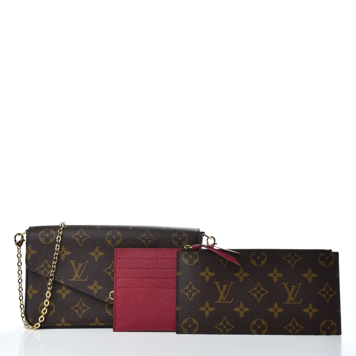 Monogram Pochette Felicie Chain Wallet Fuchsia