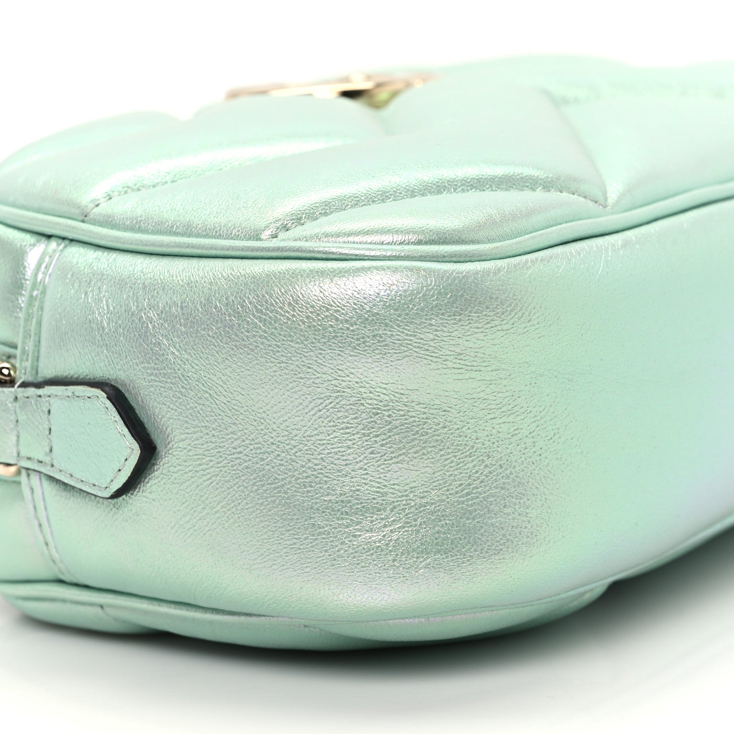 Gucci Iridescent Nappa Chevron Matelasse Small GG Marmont Chain Shoulder Bag Iridescent Salvy Green 9 of 12