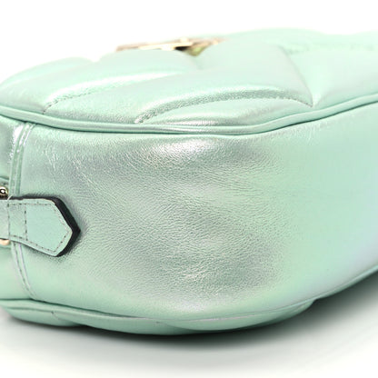 Gucci Iridescent Nappa Chevron Matelasse Small GG Marmont Chain Shoulder Bag Iridescent Salvy Green 9 of 12