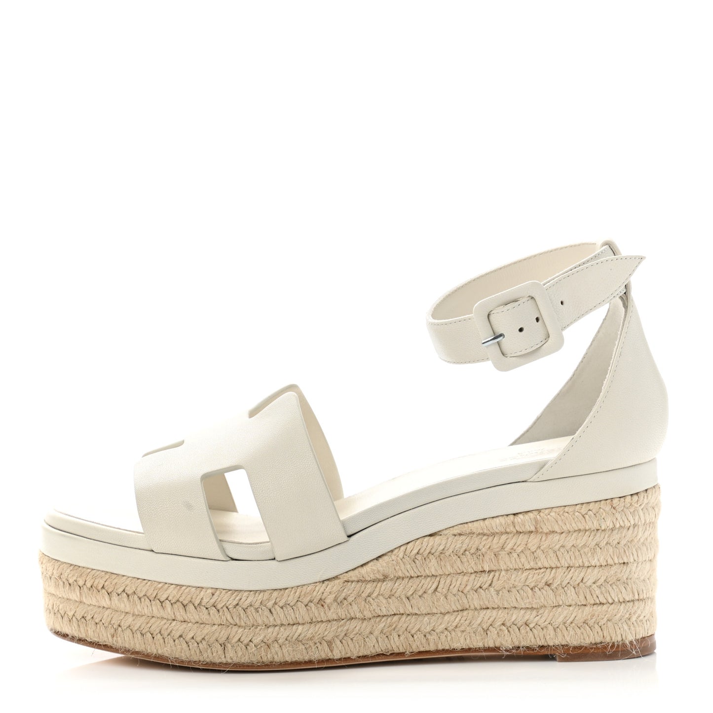 Goatskin Elda Espadrille Wedge Sandals 39 White