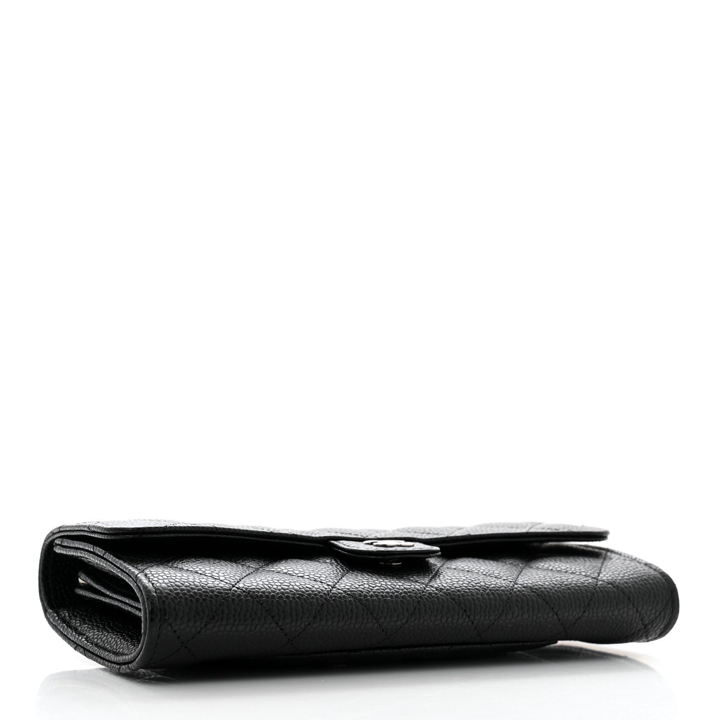 Caviar Quilted Large Gusset Flap Wallet Black