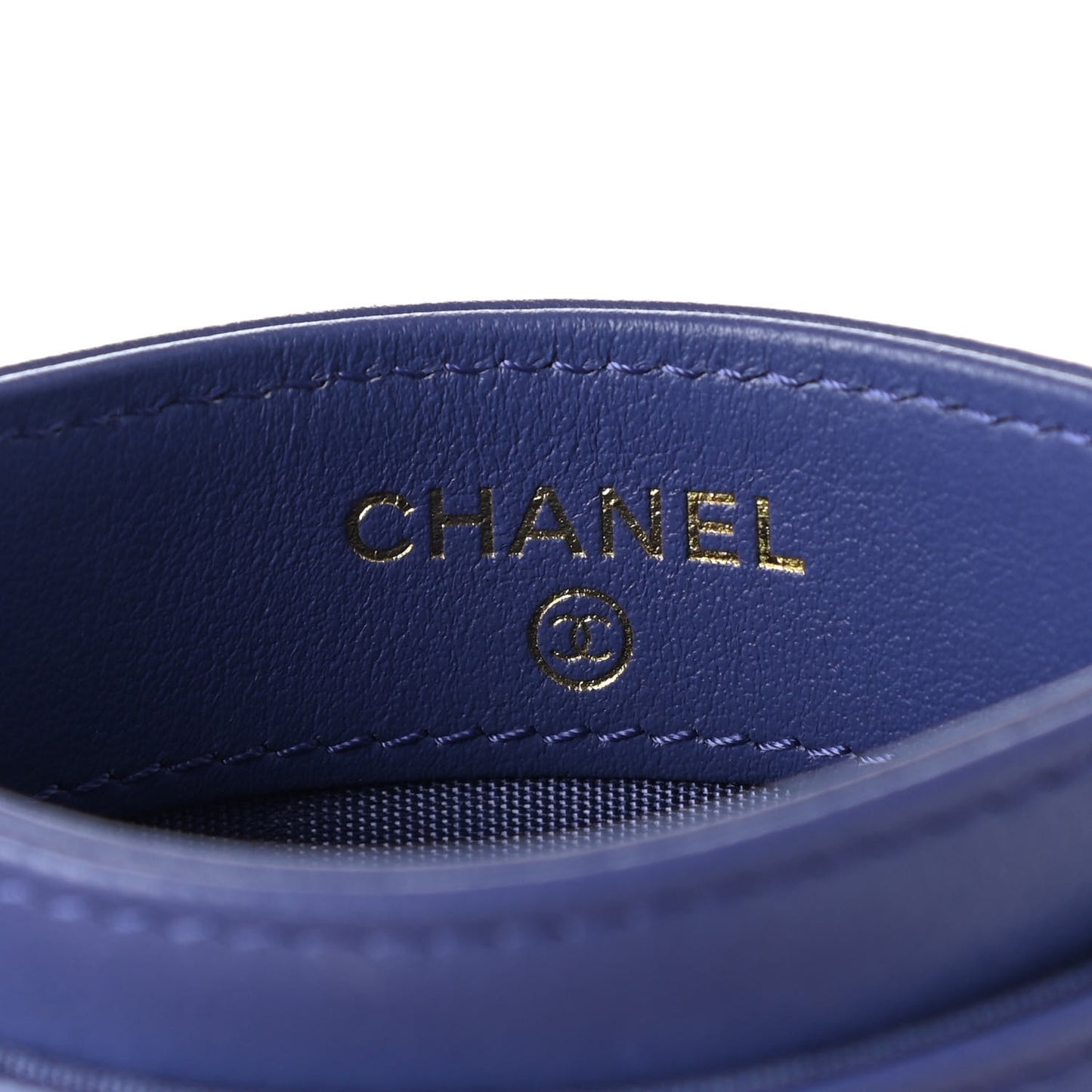 Shiny Goatskin Quilted Chanel 19 Card Holder Blue