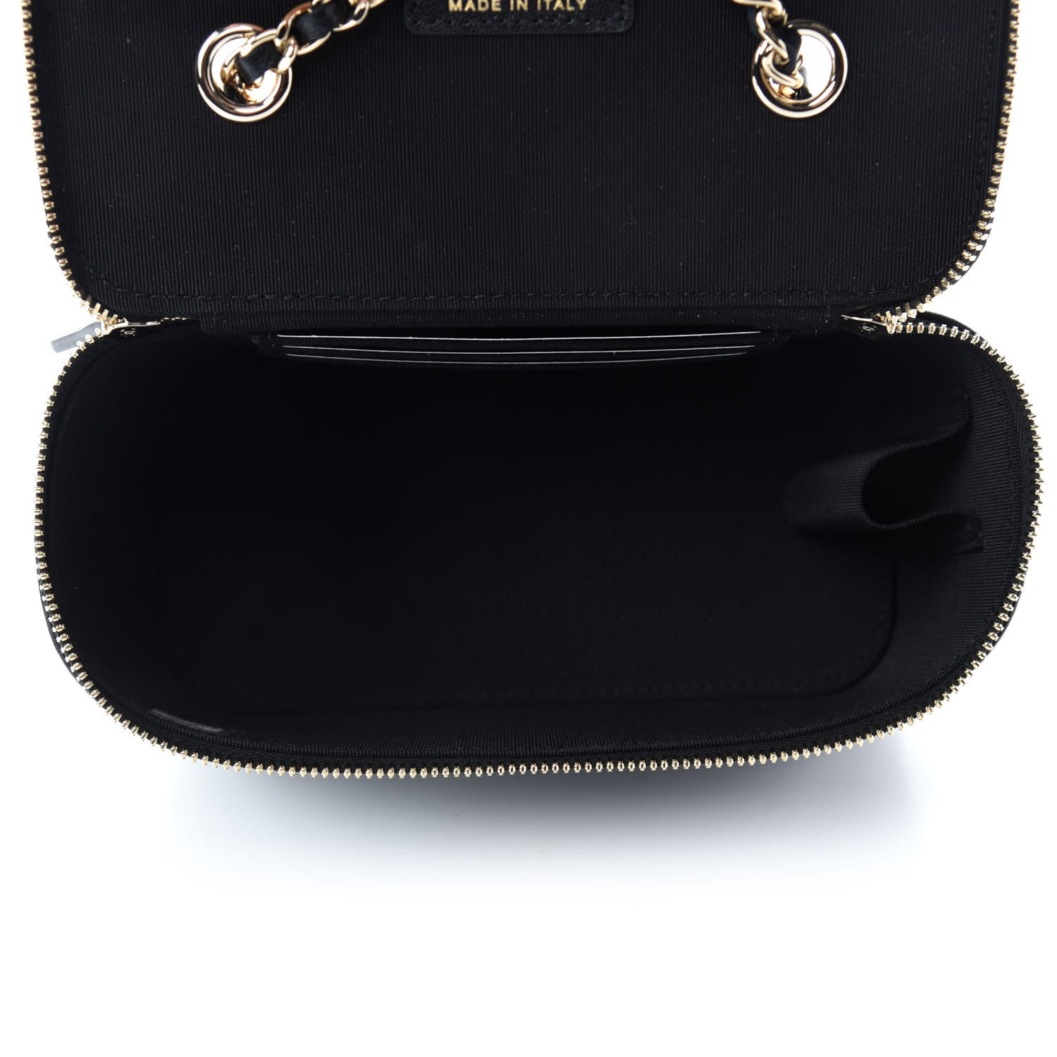 Chanel Lambskin Camellia Embossed Small Vanity Case With Chain Black 5 of 11