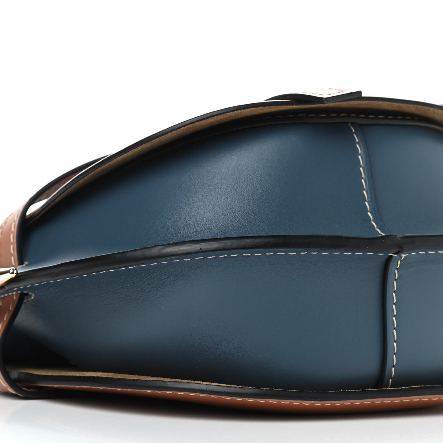 Calfskin Small Gate Crossbody Bag Tan Steel Blue