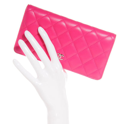 Chanel Lambskin Quilted Yen Wallet Fuchsia 2 of 9