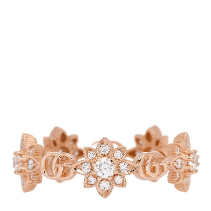 Gucci 18K Rose Gold Diamond Flora Band Ring 52 6 3 of 5
