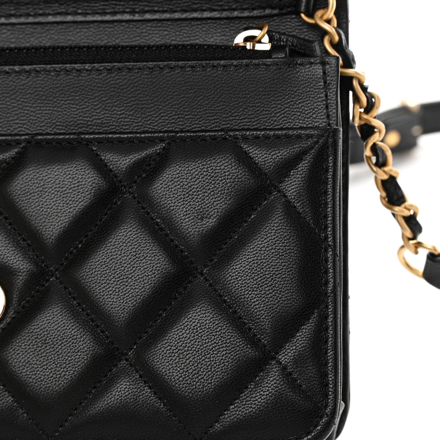 Chanel Goatskin Quilted Quilted Like A Wallet Wallet On Chain WOC Black 13 of 17
