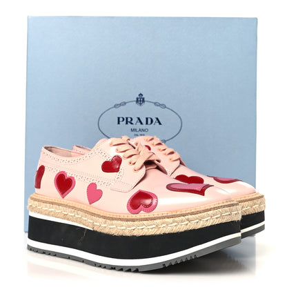 Prada Patent Calfskin Espadrille Hearts 45mm Platform Sneakers 38.5 Pink 9 of 9