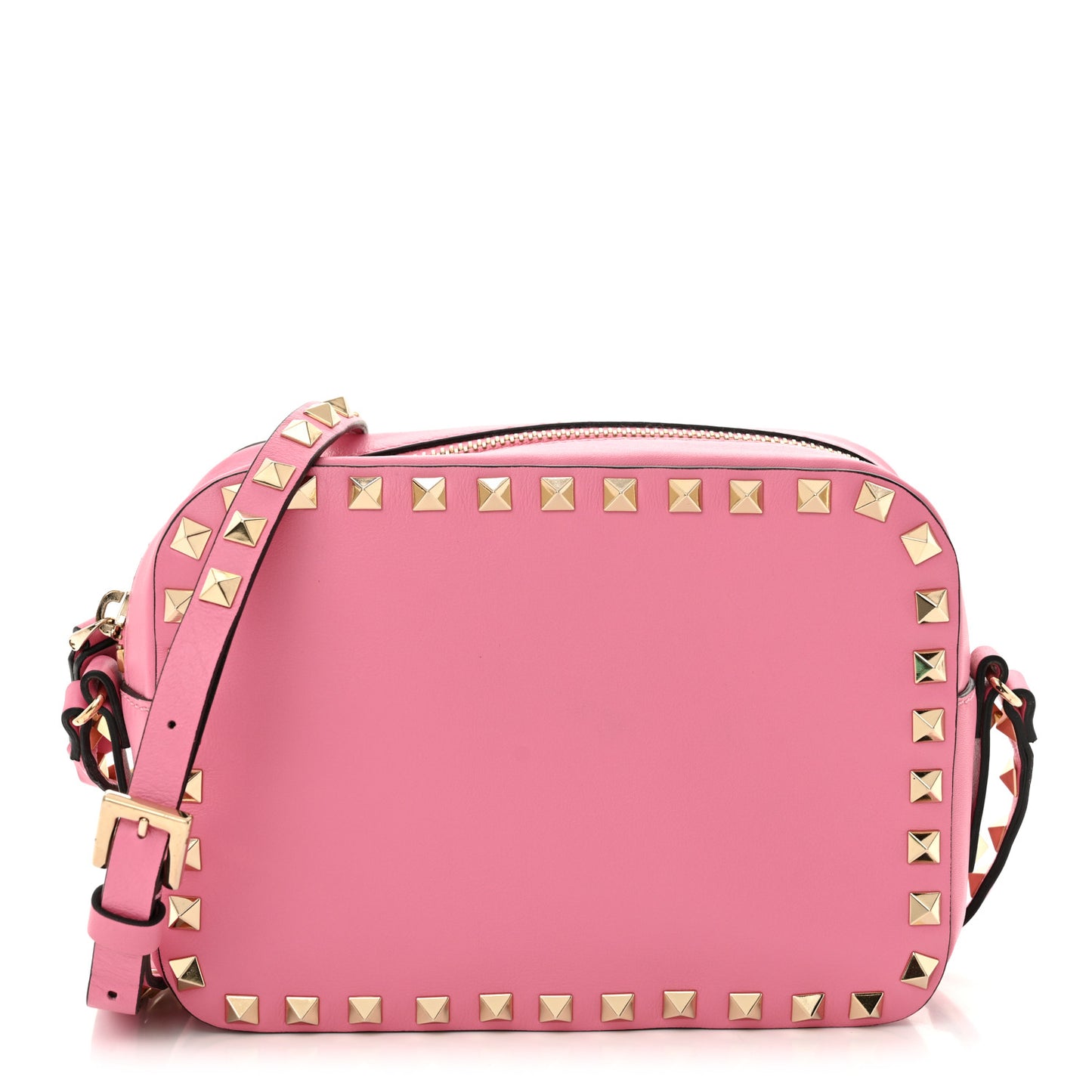 Calfskin Rockstud Camera Crossbody Bag Pink