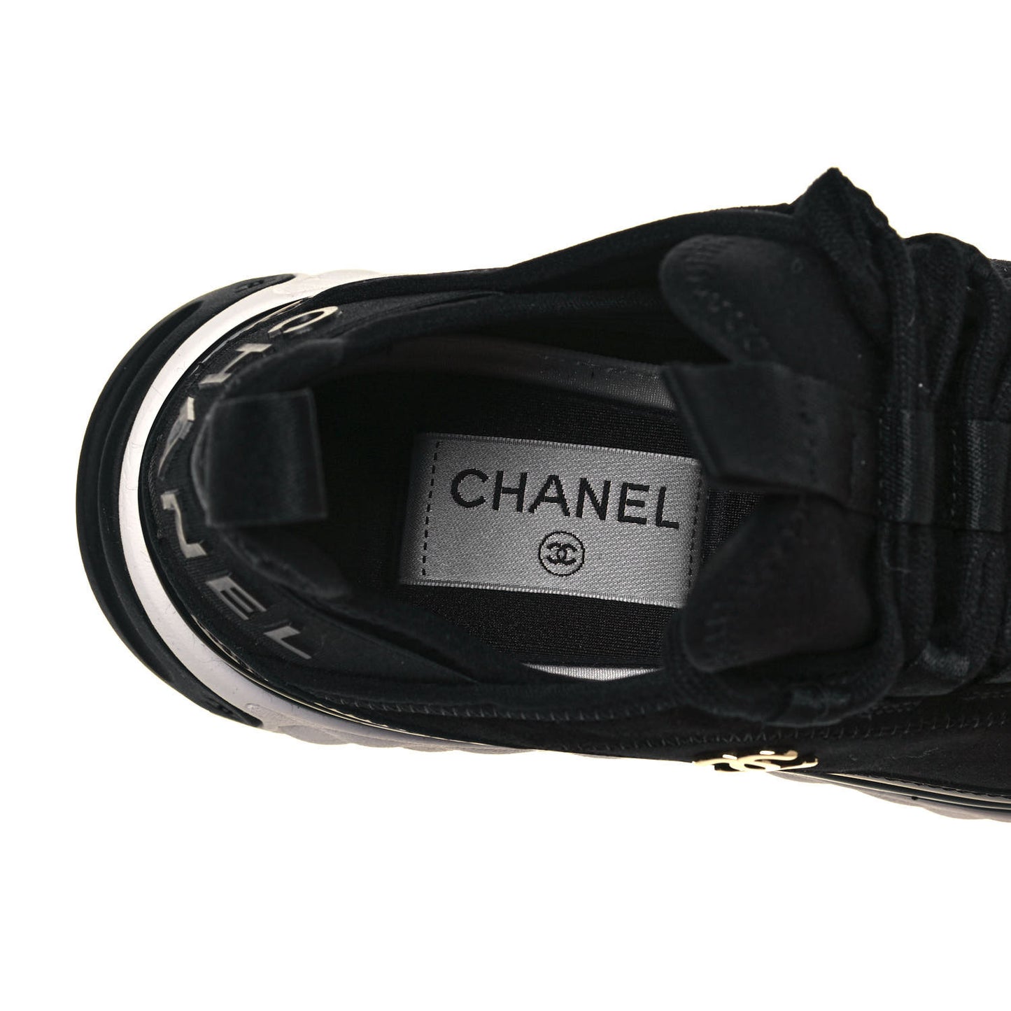 Velvet Calfskin Mixed Fibers CC Sneakers 36 Black