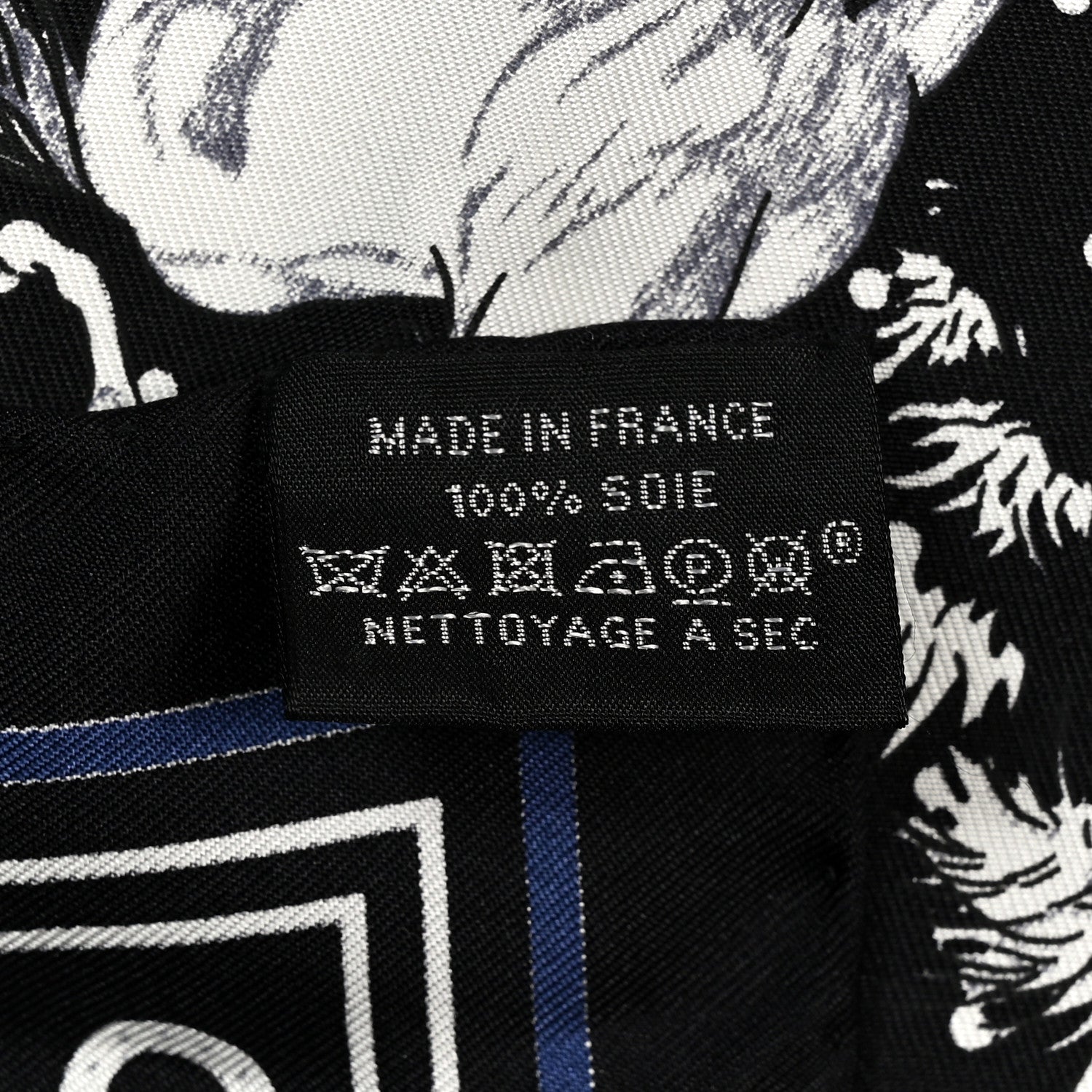 Hermes Silk Les Mustangs Bandana 55 Marine Black White 3 of 3