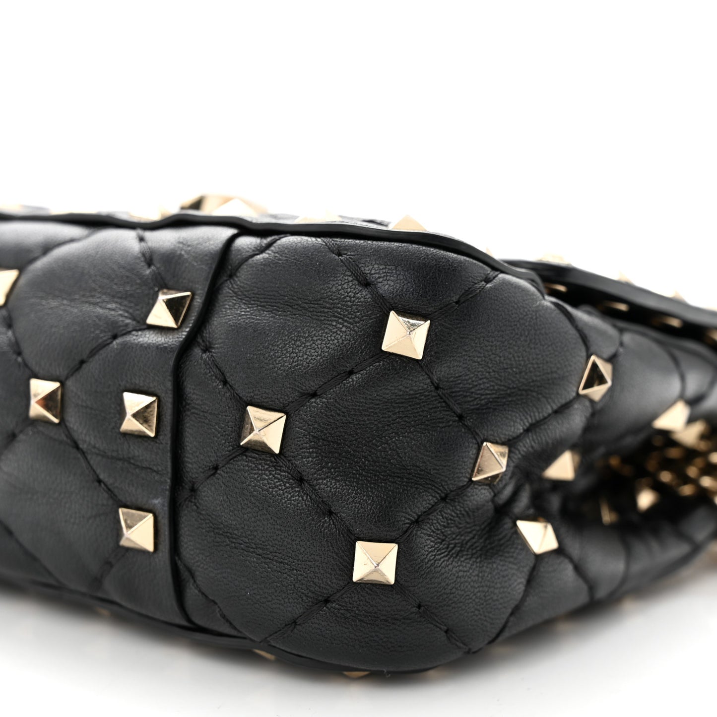 Nappa Micro Rockstud Spike Shoulder Bag Black