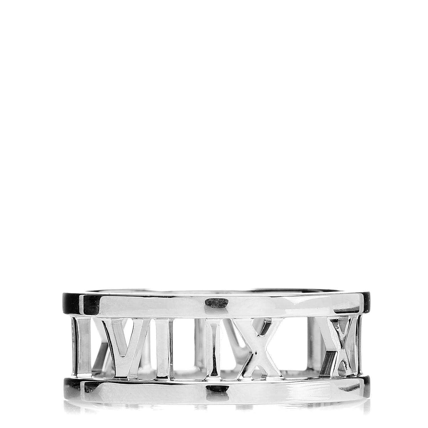 Tiffany 18K White Gold Atlas Open Ring 50 5.5 1 of 4