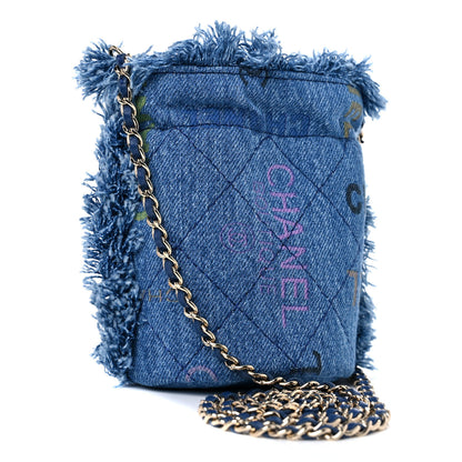 Chanel Denim Quilted Mood Mini Bucket With Chain Blue Multicolor 3 of 10