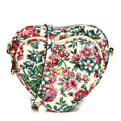 Gucci Calfskin Brit Roses Print Matelasse Diagonal Mini Interlocking G Heart Shoulder Bag Multicolor 1 of 13