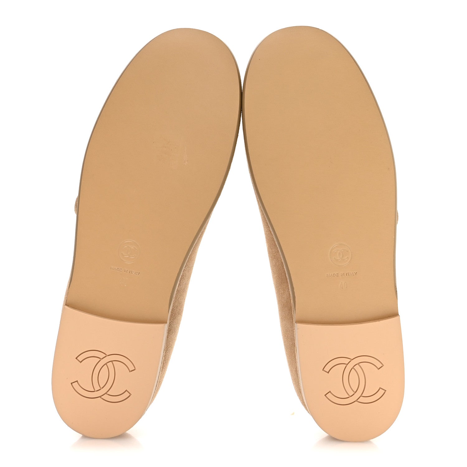Chanel Suede Calfskin Cap Toe CC Mary Jane Flats 40 Beige 6 of 9