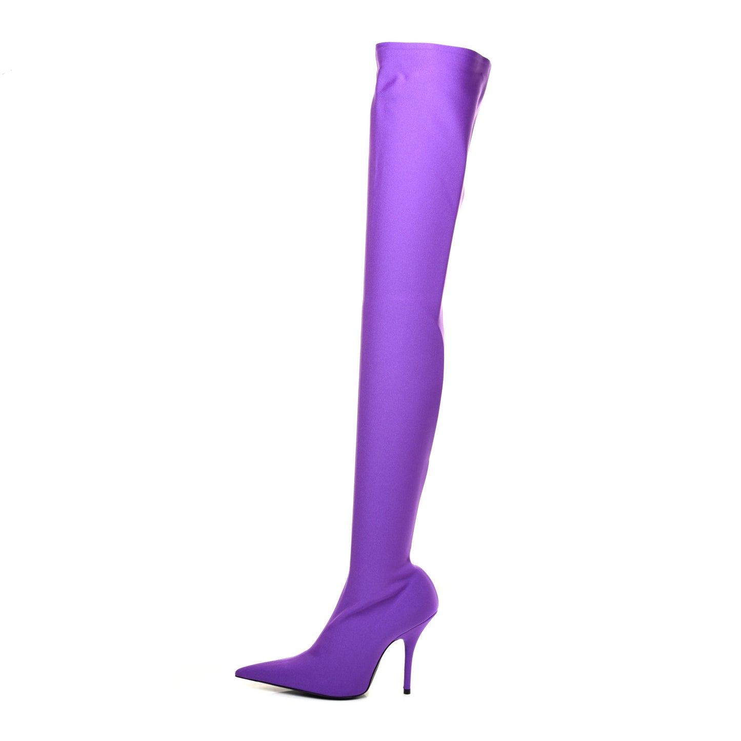 Spandex Pointed Toe Knife Thigh High Boots 36 Violet