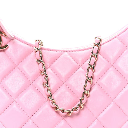 Chanel Lambskin Quilted Small Hobo Bag Pink 8 of 10