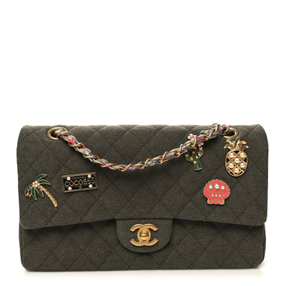 Chanel Toile Quilted Medium Cuba Double Flap Khaki 1 of 11