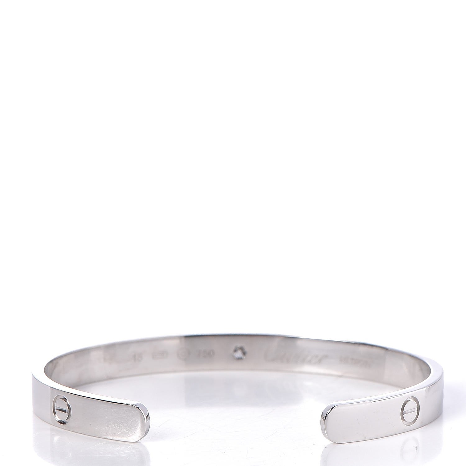 Cartier 18K White Gold 1 Diamond LOVE Cuff Bracelet 18 3 of 5