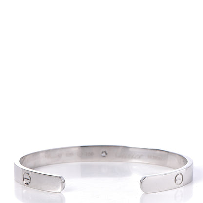 Cartier 18K White Gold 1 Diamond LOVE Cuff Bracelet 18 3 of 5