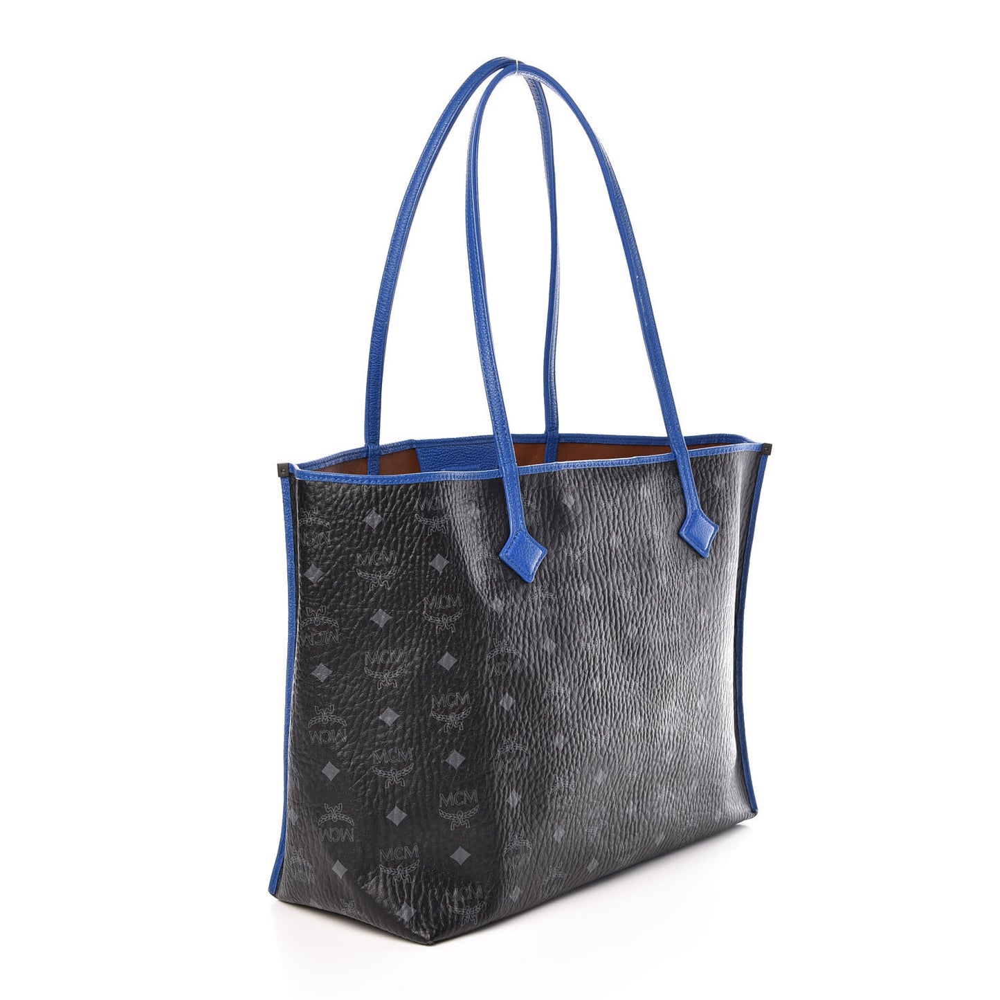 Metallic Visetos Medium Kira Shopper Tote Black Blue