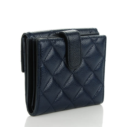 Chanel Caviar Quilted Compact French Flap Wallet Marine 3 of 9